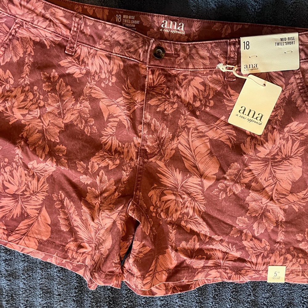 A.N.A Women's Floral Mid-Rise Shorts - Rust